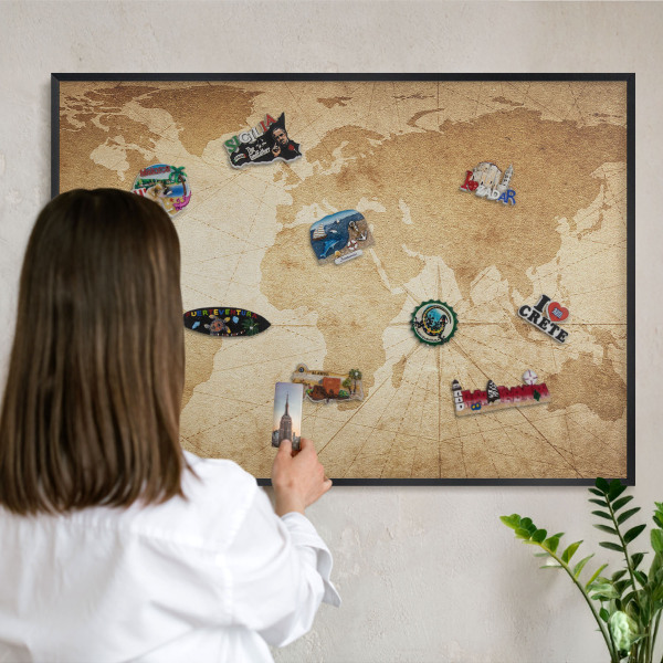 Tabula na magnetky na stenu čierna rama Stará mapa