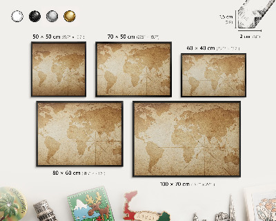 Tabula na magnetky na stenu čierna rama Stará mapa