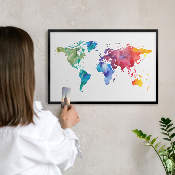 Tabula na magnetky na stenu čierna rama Farebná mapa