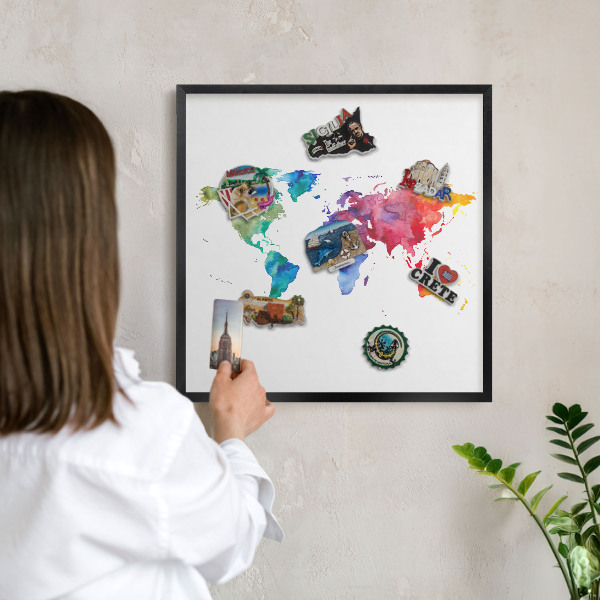 Tabula na magnetky na stenu čierna rama Farebná mapa