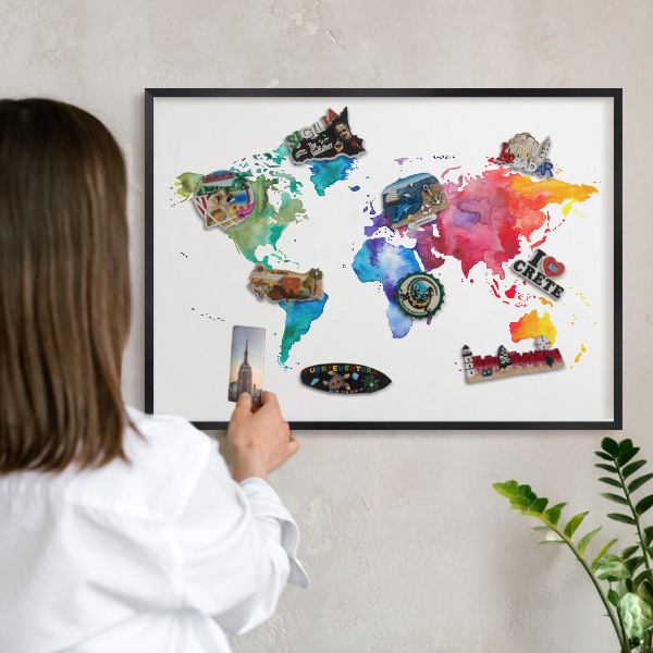 Tabula na magnetky na stenu čierna rama Farebná mapa