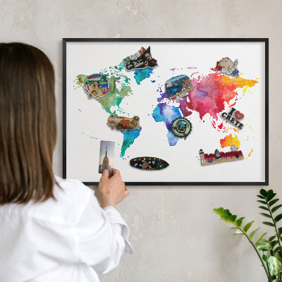 Tabula na magnetky na stenu čierna rama Farebná mapa