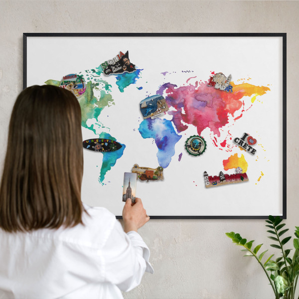 Tabula na magnetky na stenu čierna rama Farebná mapa