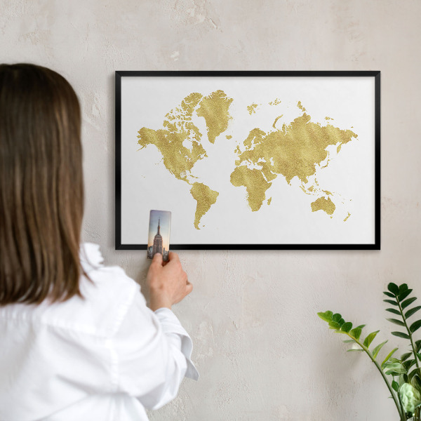Tabula na magnetky na stenu čierna rama Mapa sveta
