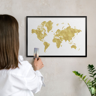 Tabula na magnetky na stenu čierna rama Mapa sveta