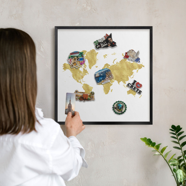 Tabula na magnetky na stenu čierna rama Mapa sveta