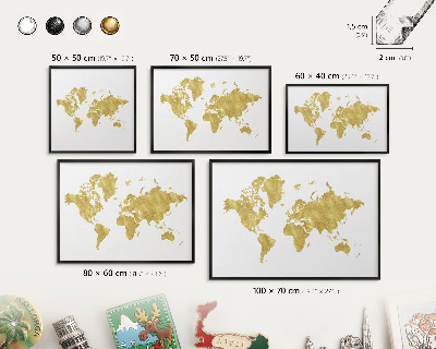 Tabula na magnetky na stenu čierna rama Mapa sveta