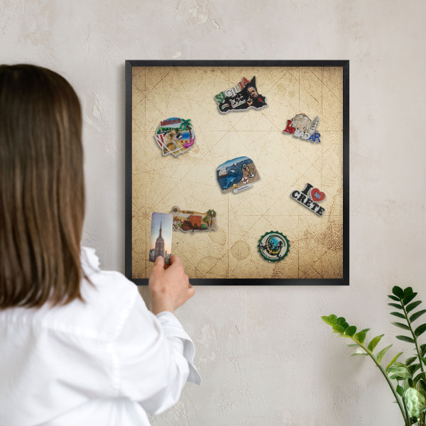 Tabula na magnetky na stenu čierna rama Staroveká mapa