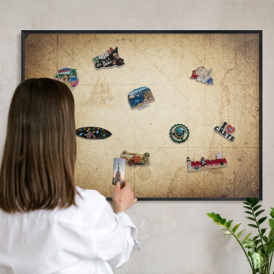 Tabula na magnetky na stenu čierna rama Staroveká mapa