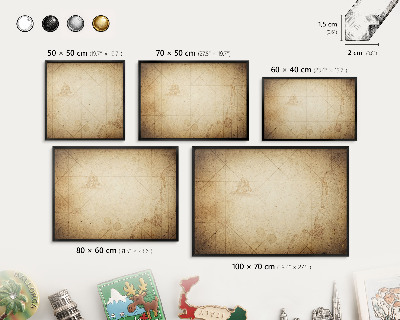 Tabula na magnetky na stenu čierna rama Staroveká mapa