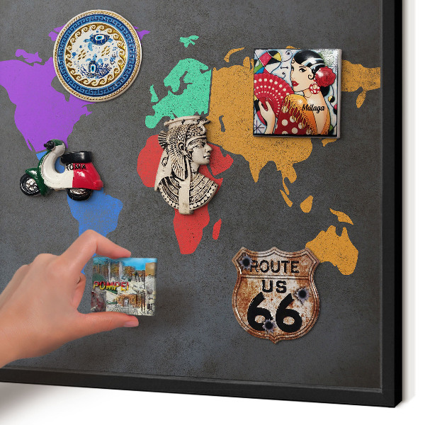 Tabula na magnetky na stenu čierna rama Farebná mapa