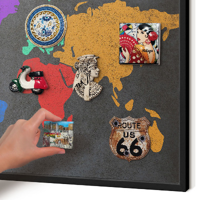 Tabula na magnetky na stenu čierna rama Farebná mapa