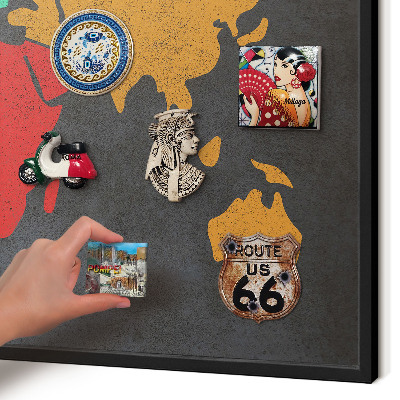 Tabula na magnetky na stenu čierna rama Farebná mapa