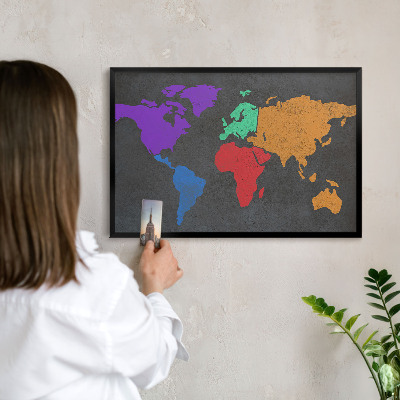 Tabula na magnetky na stenu čierna rama Farebná mapa