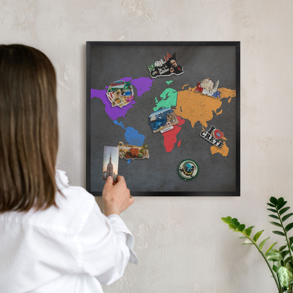 Tabula na magnetky na stenu čierna rama Farebná mapa