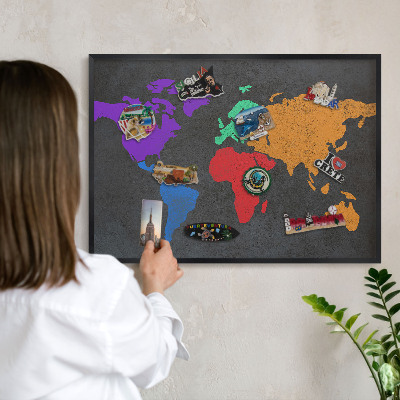 Tabula na magnetky na stenu čierna rama Farebná mapa