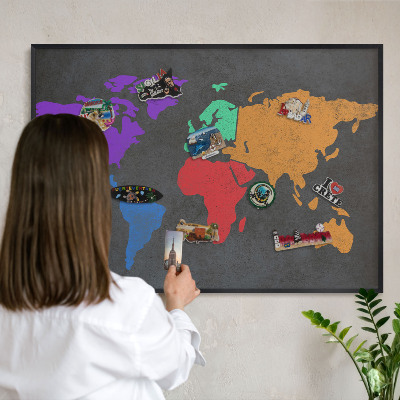 Tabula na magnetky na stenu čierna rama Farebná mapa