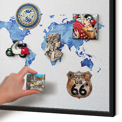 Tabula na magnetky na stenu čierna rama Akvarelová mapa