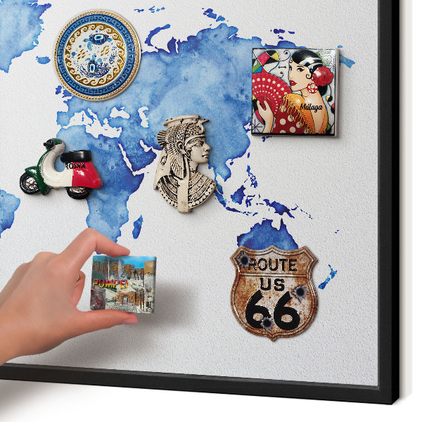 Tabula na magnetky na stenu čierna rama Akvarelová mapa