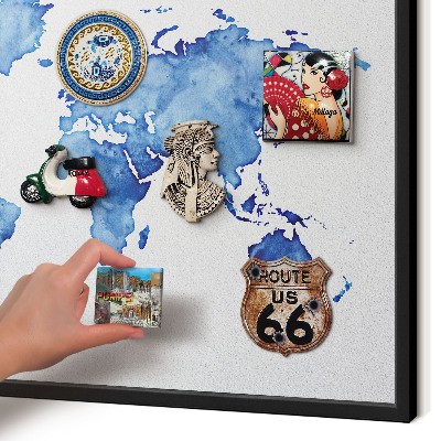 Tabula na magnetky na stenu čierna rama Akvarelová mapa