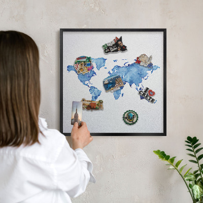 Tabula na magnetky na stenu čierna rama Akvarelová mapa
