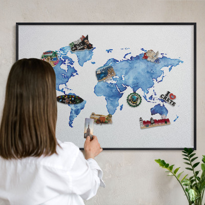 Tabula na magnetky na stenu čierna rama Akvarelová mapa