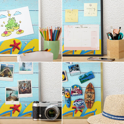 Tabula na magnetky na stenu čierna rama Prázdninová pláž