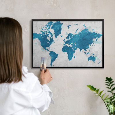 Tabula na magnetky na stenu čierna rama Akvarelová mapa