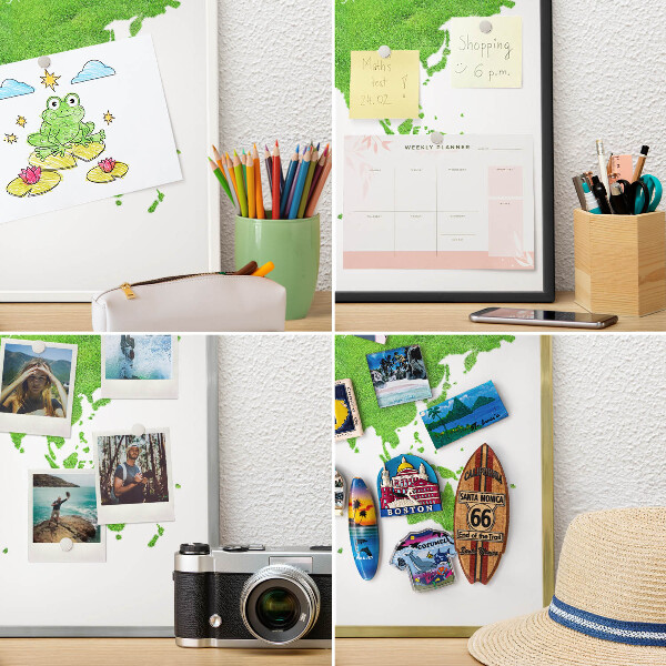 Magnetická dekoračná tabuľa na stenu v čiernej rame Zelená mapa