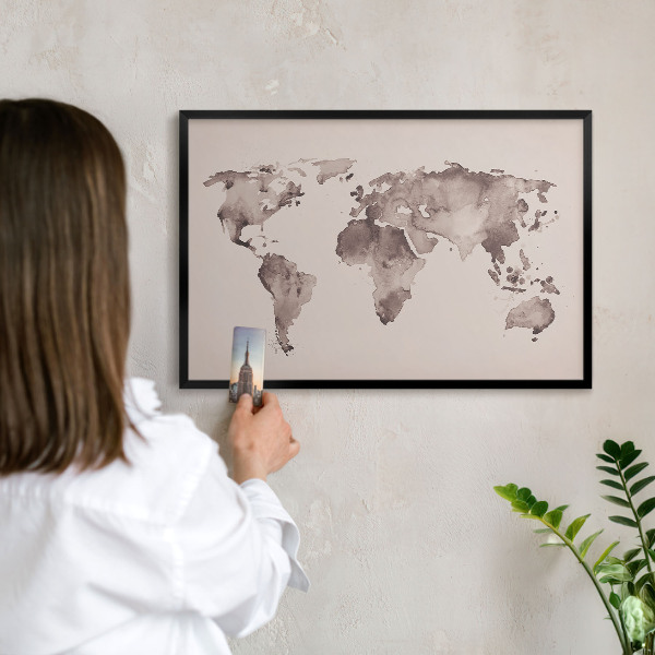 Tabula na magnetky na stenu čierna rama Mapa sveta