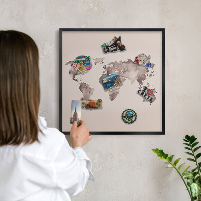 Tabula na magnetky na stenu čierna rama Mapa sveta