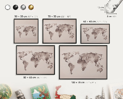 Tabula na magnetky na stenu čierna rama Mapa sveta