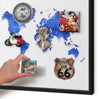Magnetická dekoračná tabuľa na stenu v čiernej rame Mapa sveta