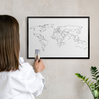 Tabula na magnetky na stenu čierna rama Vrstevnicová mapa