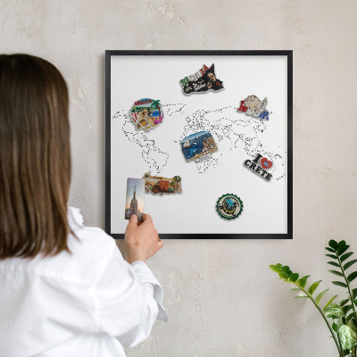 Tabula na magnetky na stenu čierna rama Vrstevnicová mapa