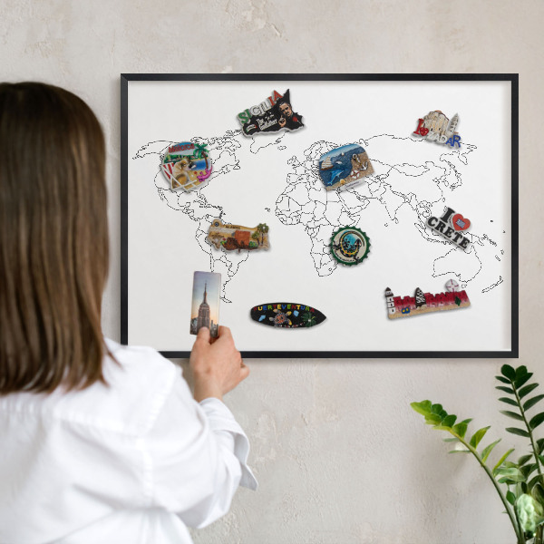 Tabula na magnetky na stenu čierna rama Vrstevnicová mapa