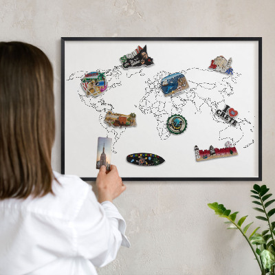 Tabula na magnetky na stenu čierna rama Vrstevnicová mapa