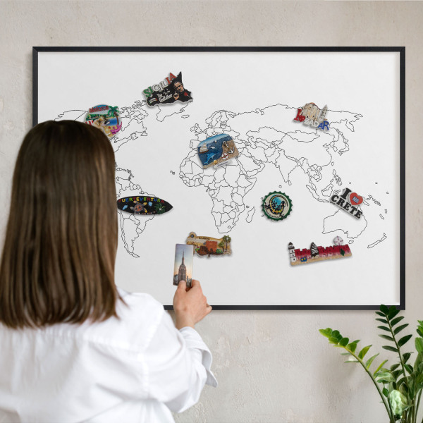 Tabula na magnetky na stenu čierna rama Vrstevnicová mapa