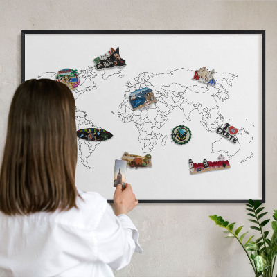Tabula na magnetky na stenu čierna rama Vrstevnicová mapa