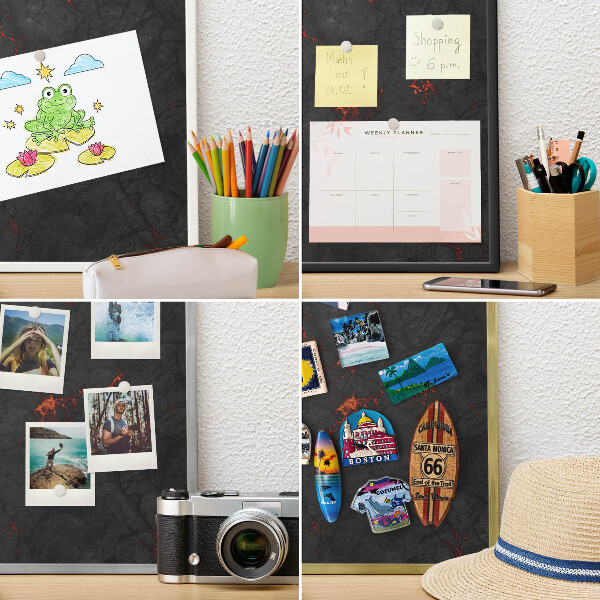 Tabula na magnetky na stenu čierna rama Sopečná láva