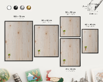 Nástenná kovová tabuľa na magnetky v čiernej rame Drevený vzor