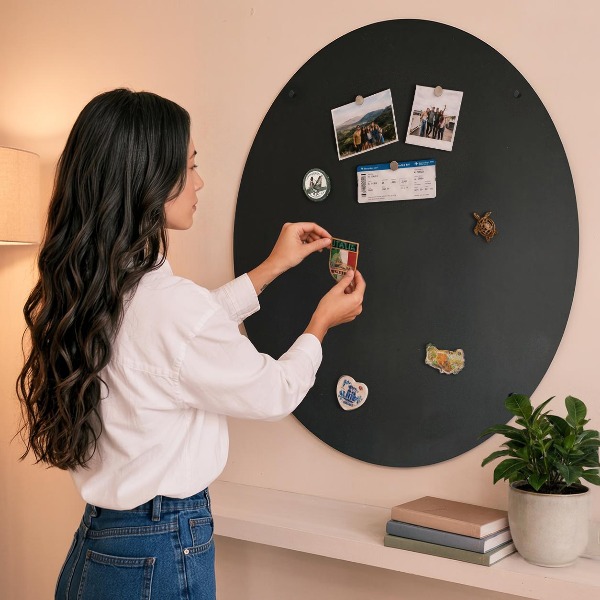 Magnetická tabuľa na zbierku magnetiek okrúhla čierna
