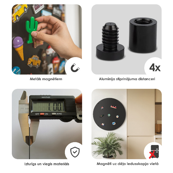 Magnetická tabuľa na zbierku magnetiek okrúhla čierna