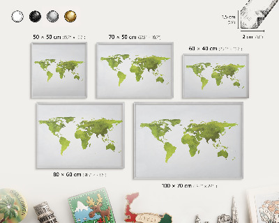 Nástenná tabuľa na magnetky strieborná rama Zelená mapa