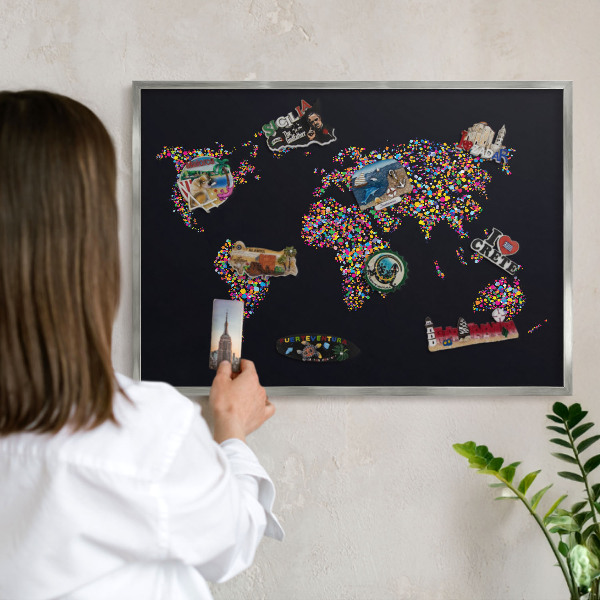 Nástenná tabuľa na magnetky strieborná rama Farebná mapa