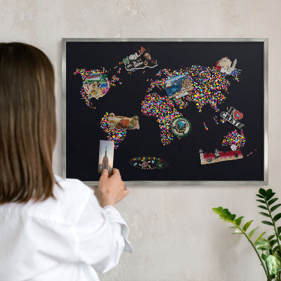 Nástenná tabuľa na magnetky strieborná rama Farebná mapa