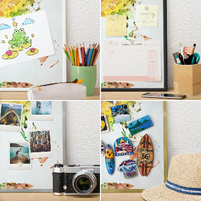Plechová tabuľa na magnetky v striebornej rame Farebná mapa
