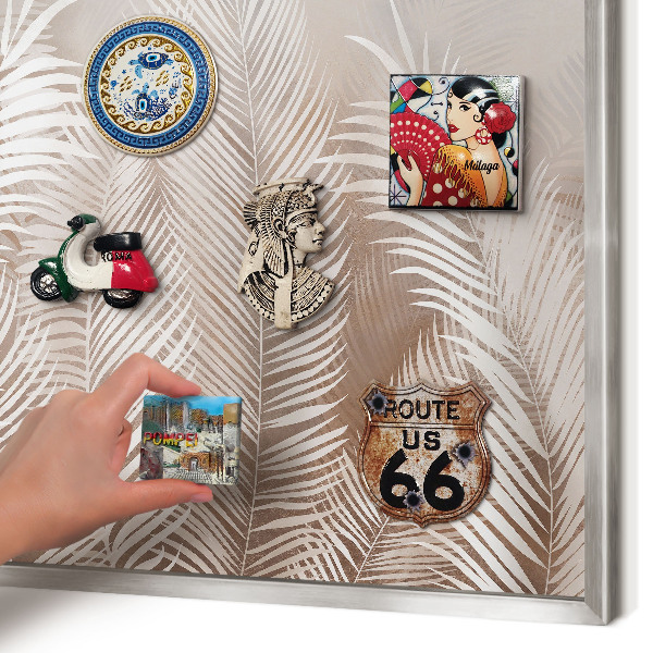 Nástenná tabuľa na magnetky strieborná rama Listy prírody