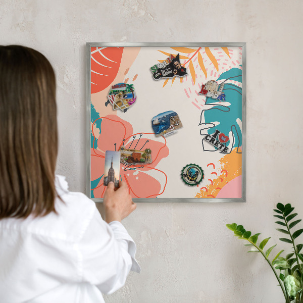 Plechová tabuľa na magnetky v striebornej rame Moderná príroda