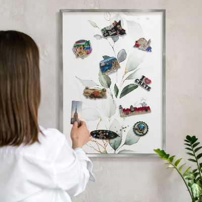 Nástenná tabuľa na magnetky strieborná rama Botanická elegancia